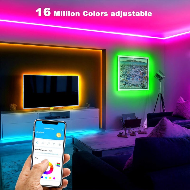 DAYBETTER Smart Led Lights 32.8 ft, 2835 RGB Led Strip Lights Kits with 24 Keys Remote, App Control Timer Schedule Led Music Strip Lights - Image 4